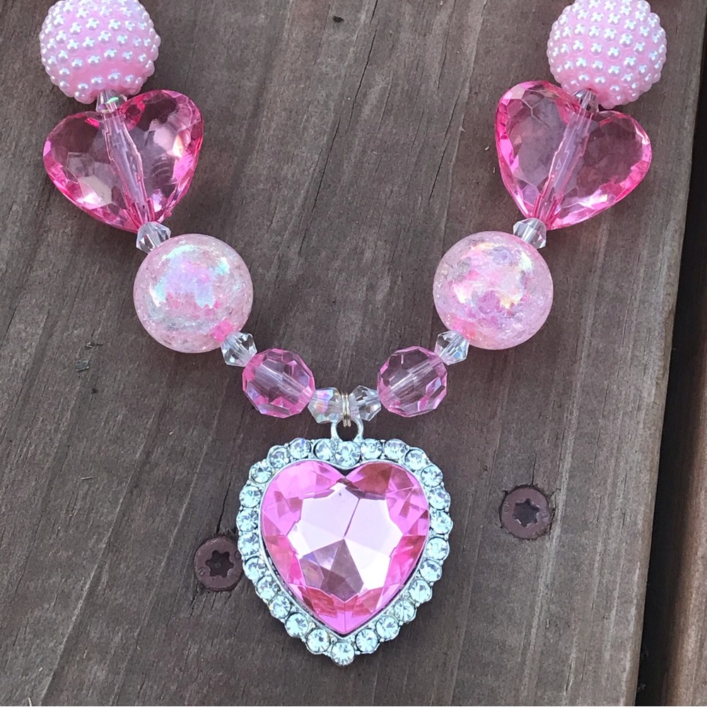 Handmade Pink crystal “Barbie” necklace.
